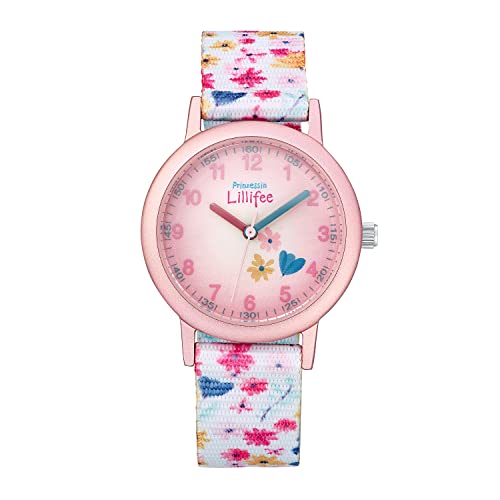 Prinzessin Lillifee Armbanduhr Mädchen Kinder Quarzuhr Analog, mit Textil Armband, Rosa, 3 bar Wasserdicht, Kommt in Uhren Geschenk Box, 2031758 von Prinzessin Lillifee