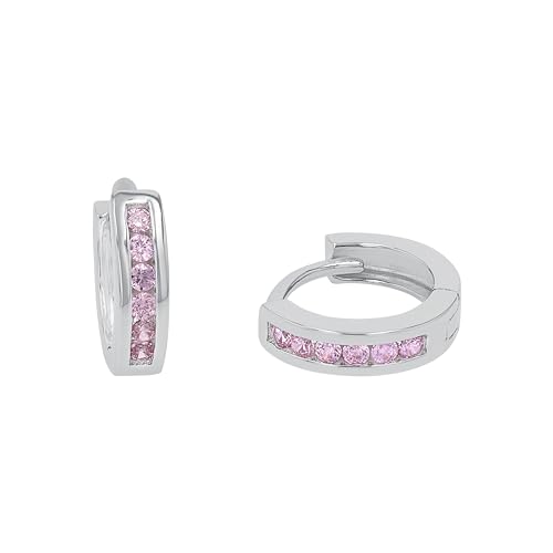 Prinzessin Lillifee Creolen 925 Sterling Silber Mädchen Kinder Ohrschmuck, mit Zirkonia synth., 1,2 cm, Silber, Kommt in Schmuck Geschenk Box, 2016524, Rosa von Prinzessin Lillifee