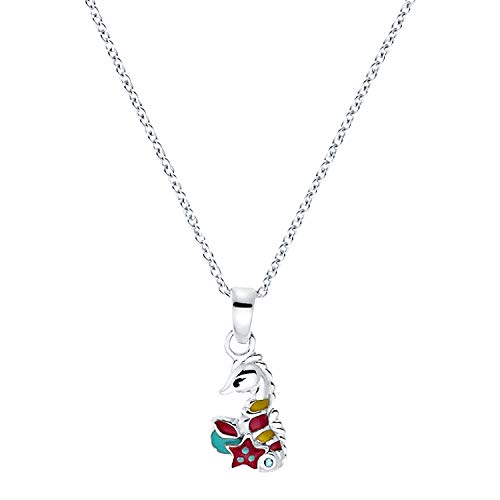 Prinzessin Lillifee Kette mit Anhänger 925 Sterling Silber Mädchen Kinder Halsschmuck, mit Zirkonia synth., 35+3 cm, Multicolor, Seepferdchen, Kommt in Schmuck Geschenk Box, 2031161 von Prinzessin Lillifee