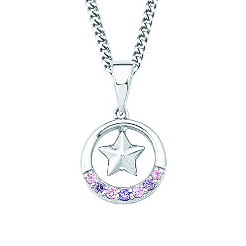 Prinzessin Lillifee Kinder-Kette Mädchen längenverstellbar mit Anhänger Stern 925 Silber rhodiniert Zirkonia rosa lila von Prinzessin Lillifee