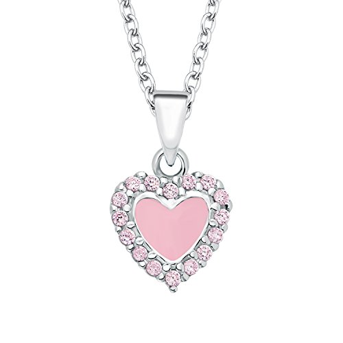 Prinzessin Lillifee Kinder-Kette mit Anhänger Herz 925 Silber rhodiniert Zirkonia rosa von Prinzessin Lillifee