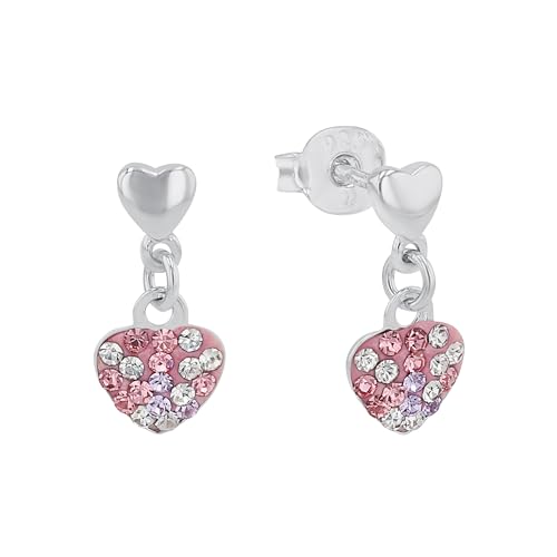 Prinzessin Lillifee Ohrhänger 925 Sterling Silber Mädchen Kinder Ohrschmuck, mit Preciosa, 1,2 cm, Lila, Herz, Kommt in Schmuck Geschenk Box, 2013169 von Prinzessin Lillifee