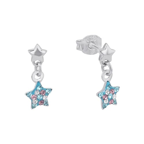 Prinzessin Lillifee Kinder-Ohrhänger Stern 925 Silber rhodiniert Kristall mehrfarbig - 2013176, Einheitsgröße Blau/Lila von Prinzessin Lillifee