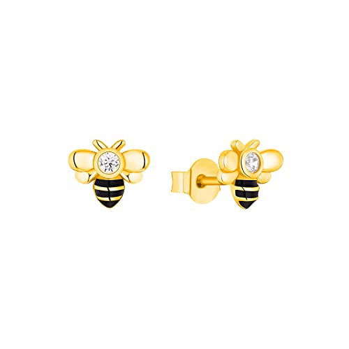 Prinzessin Lillifee Ohrstecker 925 Sterling Silber Mädchen Kinder Ohrschmuck, mit Zirkonia synth., 0,7 cm, Gold, Biene, Kommt in Schmuck Geschenk Box, 2035990 von Prinzessin Lillifee