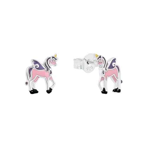 Prinzessin Lillifee Ohrstecker 925 Sterling Silber Mädchen Kinder Ohrschmuck, 0,9 cm, Lila, Einhorn, Kommt in Schmuck Geschenk Box, 2013151 von Prinzessin Lillifee
