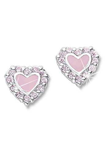 Prinzessin Lillifee Kinder-Ohrstecker Herz Mädchen 925 Silber Zirkonia rosa Emaille von Prinzessin Lillifee