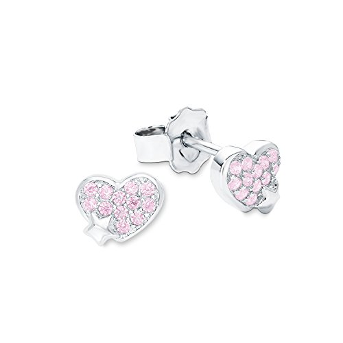 Prinzessin Lillifee Kinder-Ohrstecker Herzen Mädchen 925 Silber rhodiniert Zirkonia rosa 6 mm von Prinzessin Lillifee