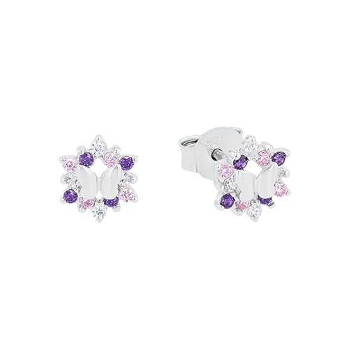 Prinzessin Lillifee Ohrstecker 925 Sterling Silber Mädchen Kinder Ohrschmuck, mit Zirkonia synth., 0,7 cm, Lila, Schmetterling, Kommt in Schmuck Geschenk Box, 9245598 von Prinzessin Lillifee