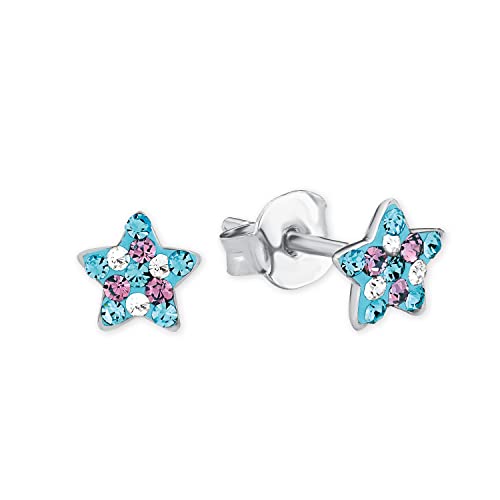 Prinzessin Lillifee Ohrstecker 925 Sterling Silber Mädchen Kinder Ohrschmuck, mit Preciosa, 0,6 cm, Multicolor, Stern, Kommt in Schmuck Geschenk Box, 2013175 von Prinzessin Lillifee