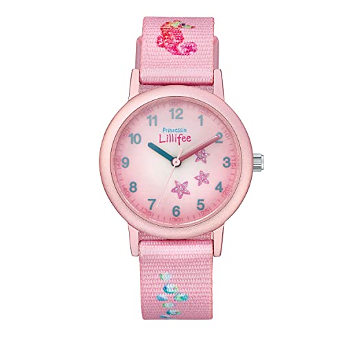 Prinzessin Lillifee Armbanduhr Mädchen Kinder Quarzuhr Analog, mit Textil Armband, Rosa, 3 bar Wasserdicht, Kommt in Uhren Geschenk Box, 2031753 von Prinzessin Lillifee