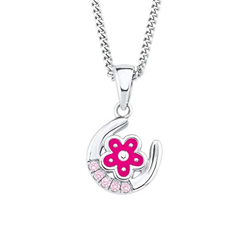 Prinzessin Lillifee Mädchen-Kette 35+3cm längenverstellbar mit Anhänger Hufeisen Blume 925 Sterling Silber Zirkonia rosa von Prinzessin Lillifee