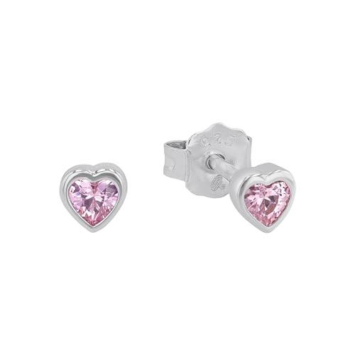 Prinzessin Lillifee Ohrstecker 925 Sterling Silber Mädchen Kinder Ohrschmuck, mit Zirkonia synth., 0,4 cm, Rosa, Herz, Kommt in Schmuck Geschenk Box, 2021046 von Prinzessin Lillifee