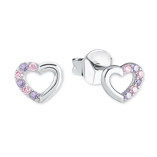 Prinzessin Lillifee Ohrstecker 925 Sterling Silber Mädchen Kinder Ohrschmuck, mit Zirkonia synth., 0,5 cm, Silber, Herz, Kommt in Schmuck Geschenk Box, 2021106 von Prinzessin Lillifee