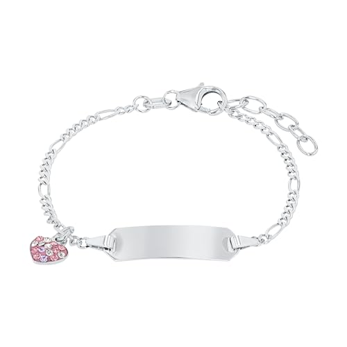 Prinzessin Lillifee Identarmband 925 Sterling Silber Mädchen Kinder Armschmuck, mit Preciosa, 12+2 cm, Lila, Herz, Kommt in Schmuck Geschenk Box, 2021115 von Prinzessin Lillifee