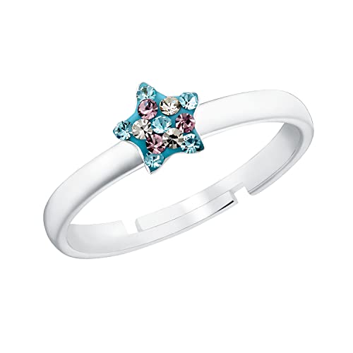 Prinzessin Lillifee Ring 925 Sterling Silber Mädchen Kinder Ringe, mit Preciosa, Multicolor, Stern, Kommt in Schmuck Geschenk Box, 2034004 von Prinzessin Lillifee