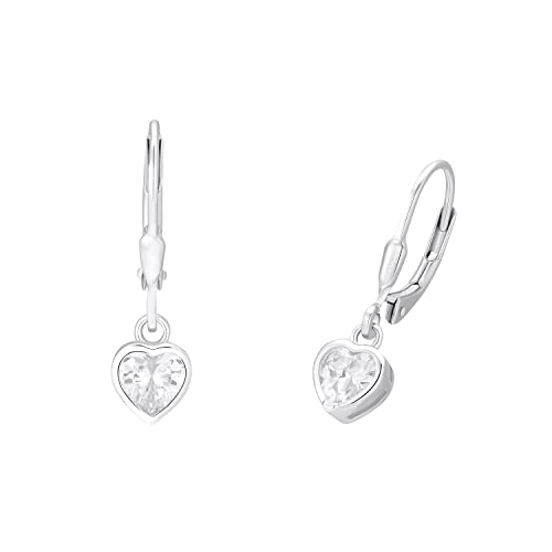 Prinzessin Lillifee Ohrhänger 925 Sterling Silber Mädchen Kinder Ohrschmuck, mit Zirkonia synth., 2,1 cm, Silber, Herz, Kommt in Schmuck Geschenk Box, 2036432 von Prinzessin Lillifee