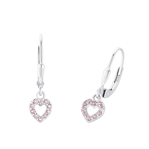 Prinzessin Lillifee Ohrhänger 925 Sterling Silber Mädchen Kinder Ohrschmuck, mit Zirkonia synth., 2,1 cm, Silber, Herz, Kommt in Schmuck Geschenk Box, 2036433 von Prinzessin Lillifee