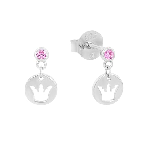 Prinzessin Lillifee Ohrhänger 925 Sterling Silber Mädchen Kinder Ohrschmuck, mit Zirkonia synth., 1,1 cm, Rosa, Krone, Kommt in Schmuck Geschenk Box, 2038743 von Prinzessin Lillifee