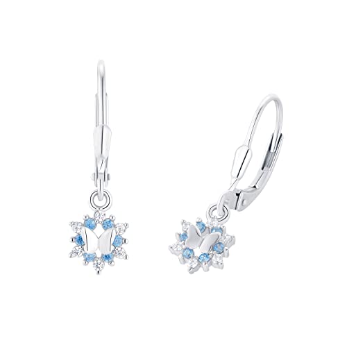 Prinzessin Lillifee Ohrhänger 925 Sterling Silber Mädchen Kinder Ohrschmuck, mit Zirkonia synth., 2,4 cm, Silber, Schmetterling, Kommt in Schmuck Geschenk Box, 2036436 von Prinzessin Lillifee