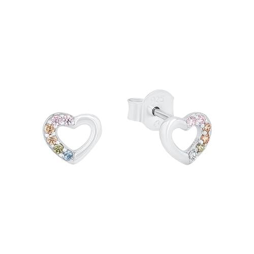 Prinzessin Lillifee Ohrstecker 925 Sterling Silber Mädchen Kinder Ohrschmuck, mit Zirkonia synth., 0,5 cm, Silber, Herz, Kommt in Schmuck Geschenk Box, 2024376 von Prinzessin Lillifee