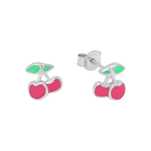 Prinzessin Lillifee Ohrstecker 925 Sterling Silber Mädchen Kinder Ohrschmuck, 0,8 cm, Pink, Kirsche, Kommt in Schmuck Geschenk Box, 2039766 von Prinzessin Lillifee