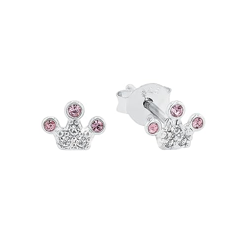 Prinzessin Lillifee Ohrstecker 925 Sterling Silber Mädchen Kinder Ohrschmuck, mit Glas, 0,5 cm, Silber, Krone, Kommt in Schmuck Geschenk Box, 2036940 von Prinzessin Lillifee