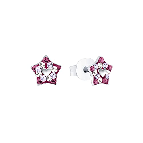 Prinzessin Lillifee Ohrstecker 925 Sterling Silber Mädchen Kinder Ohrschmuck, mit Preciosa, 0,6 cm, Silber, Stern, Kommt in Schmuck Geschenk Box, 2035299 von Prinzessin Lillifee