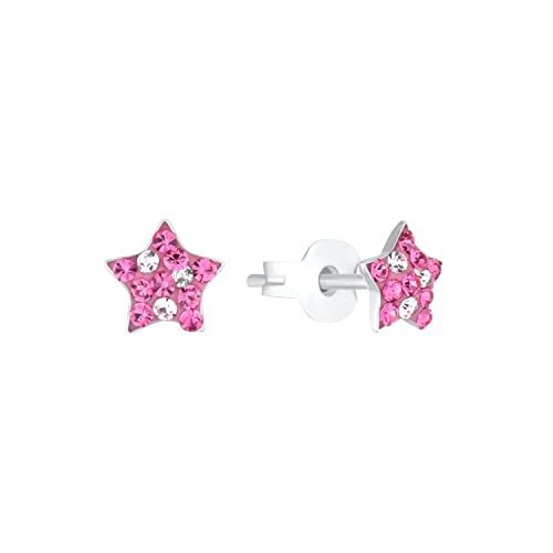 Prinzessin Lillifee Ohrstecker 925 Sterling Silber Mädchen Kinder Ohrschmuck, mit Preciosa, 0,6 cm, Silber, Stern, Kommt in Schmuck Geschenk Box, 2036428 von Prinzessin Lillifee