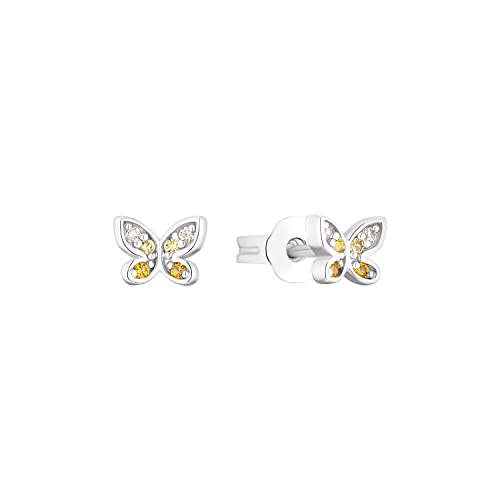 Prinzessin Lillifee Ohrstecker 925 Sterling Silber Mädchen Kinder Ohrschmuck, mit Zirkonia synth., 0,4 cm, Silber, Schmetterling, Kommt in Schmuck Geschenk Box, 2035992 von Prinzessin Lillifee