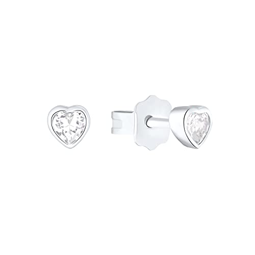 Prinzessin Lillifee Ohrstecker 925 Sterling Silber Mädchen Kinder Ohrschmuck, mit Zirkonia synth., 0,4 cm, Silber, Herz, Kommt in Schmuck Geschenk Box, 2021046 von Prinzessin Lillifee