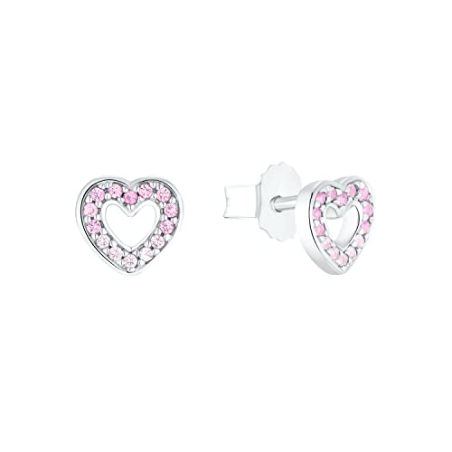 Prinzessin Lillifee Ohrstecker 925 Sterling Silber Mädchen Kinder Ohrschmuck, mit Zirkonia synth., Silber, Herz, Kommt in Schmuck Geschenk Box von Prinzessin Lillifee
