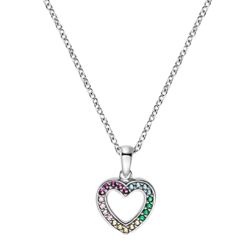 Prinzessin Lillifee Kette mit Anhänger 925 Sterling Silber Mädchen Kinder Halsschmuck, mit Zirkonia synth., 35+3 cm, Silber, Herz, Kommt in Schmuck Geschenk Box, 2031167 von Prinzessin Lillifee