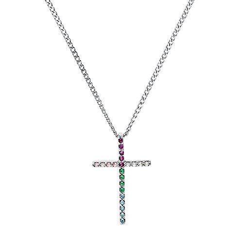 Prinzessin Lillifee Kette mit Anhänger 925 Sterling Silber Mädchen Kinder Halsschmuck, mit Zirkonia synth., 35+3 cm, Multicolor, Kreuz, Kommt in Schmuck Geschenk Box, 2031165 von Prinzessin Lillifee