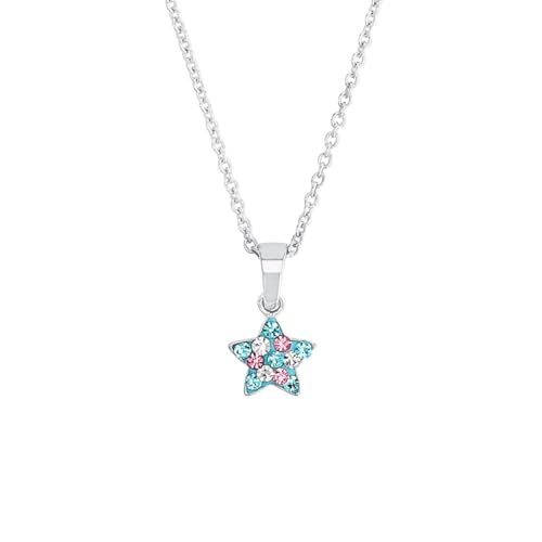 Prinzessin Lillifee Kinder-Kette mit Anhänger Stern 925 Silber rhodiniert Kristall mehrfarbig 38 cm - 2013183, Einheitsgröße von Prinzessin Lillifee