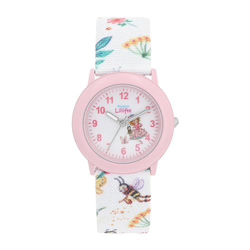 Prinzessin Lillifee Armbanduhr Mädchen Kinder Quarzuhr Analog, mit Textil Armband, Rosa, 3 bar Wasserdicht, Kommt in Uhren Geschenk Box, 2037724 von Prinzessin Lillifee