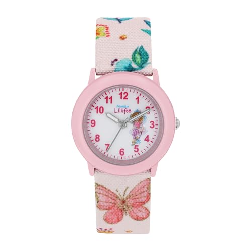 Prinzessin Lillifee Armbanduhr Mädchen Kinder Quarzuhr Analog, mit Textil Armband, Rosa, 3 bar Wasserdicht, Kommt in Uhren Geschenk Box, 2037724 von Prinzessin Lillifee