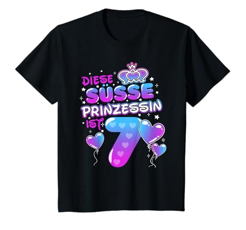 Prinzessin 7 Jahre 7 Geburtstag Krone Deko Mädchen T-Shirt von Prinzessin Mädchen Geburtstag Outfit