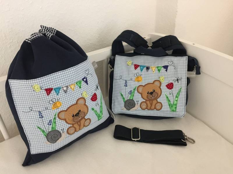 Kindergartenrucksack+ Turnbeutel Teddy Kts0222 von PrinzessinImGlueck