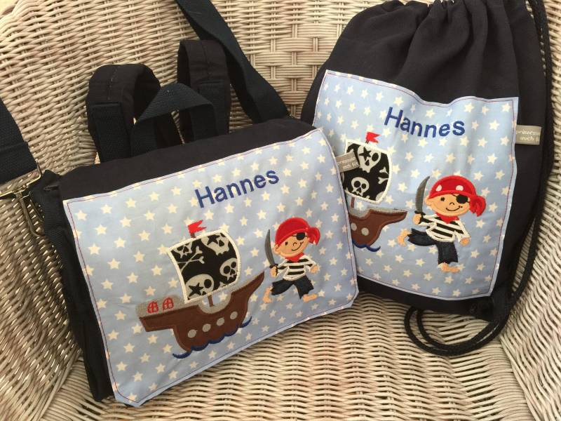 Kindergartenrucksack + Turnbeutel Pirat Kts0208 von PrinzessinImGlueck