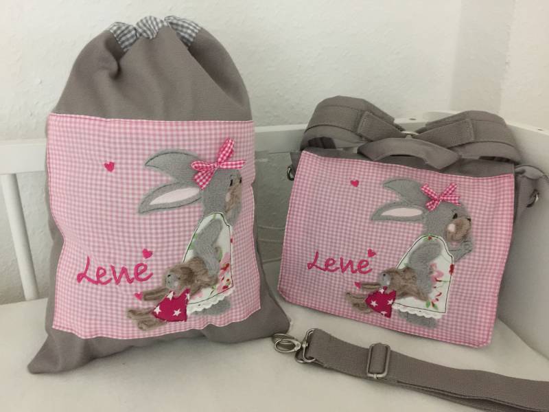 Kindergartenrucksack + Turnbeutel Schnuffelhase Kts0201 von PrinzessinImGlueck