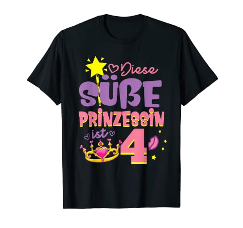 Diese Süße Prinzessin Ist 4 Jahre 4 Geburtstag Mädchen Krone T-Shirt von Prinzessinnen Geburtstag Outfit Design Shop
