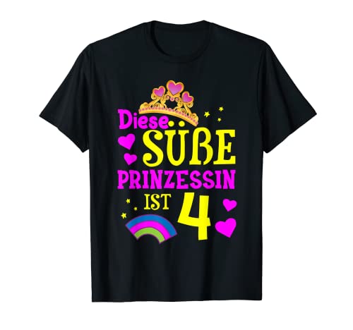 Diese Süße Prinzessin Ist 4 Jahre 4 Geburtstag Mädchen Krone T-Shirt von Prinzessinnen Geburtstag Outfit Design Shop