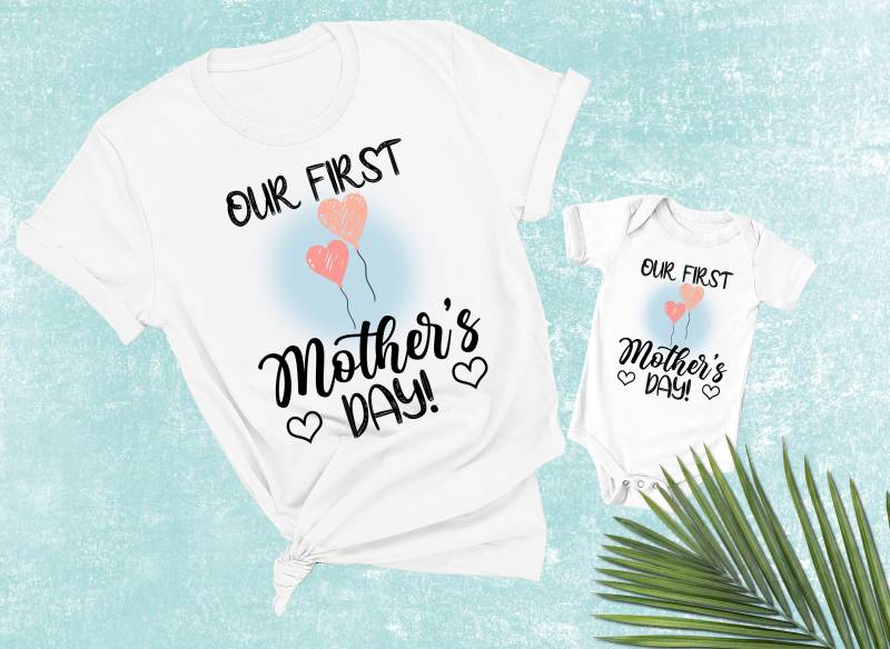 Erster Muttertag Baby Body Passendes Mom Shirt Geschenk von PrinzshirtDE