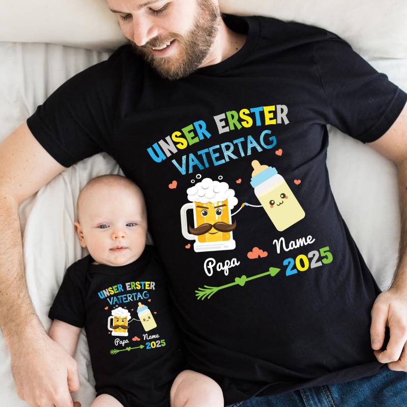 Personalisiertes Shirt Zum Ersten Vatertag & Baby Body Benutzerdefiniertes Vatertagsgeschenk von PrinzshirtDE