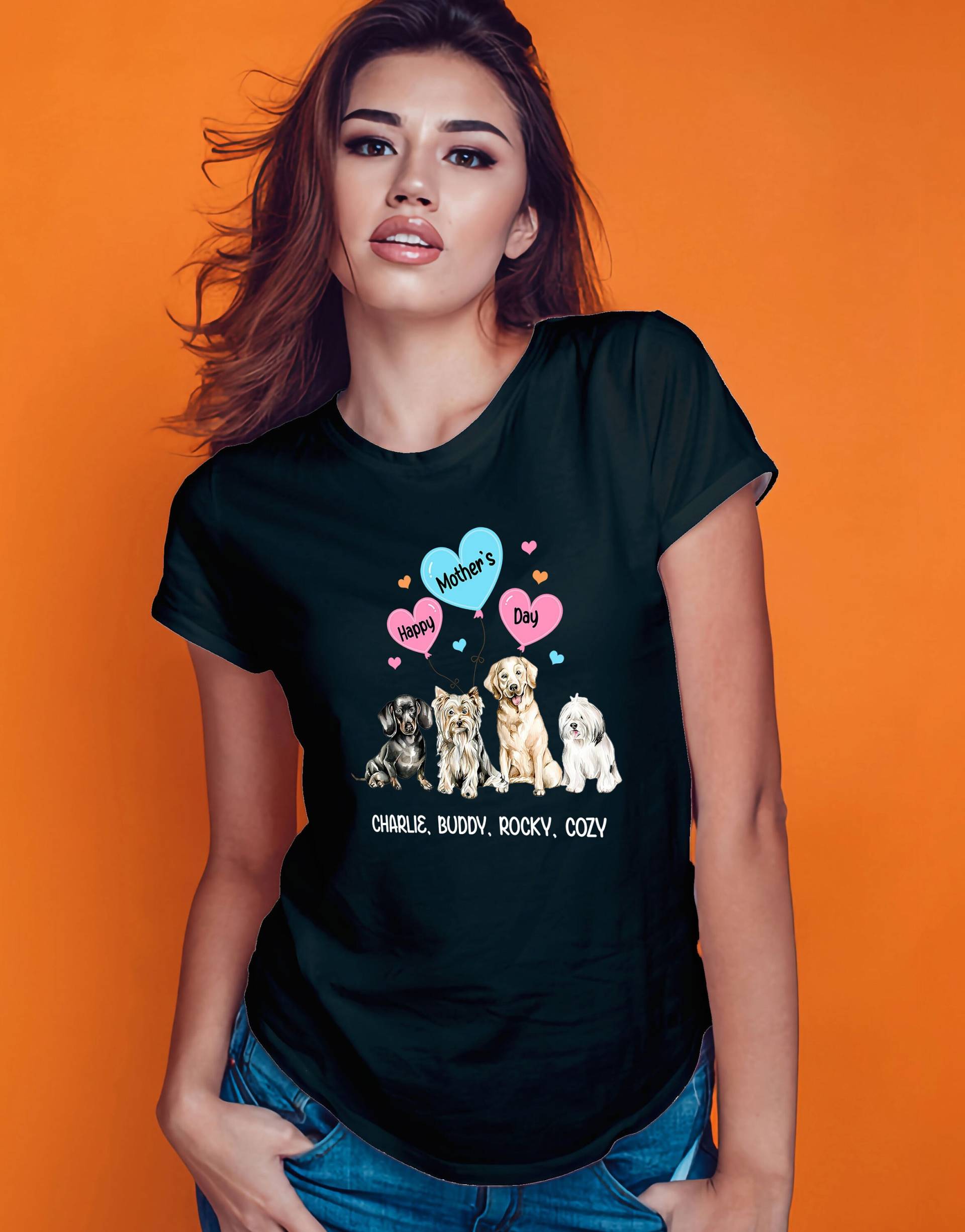 Personalisiertes Hundemutter T-Shirt Muttertagsgeschenk Mit Herzballons von PrinzshirtDE