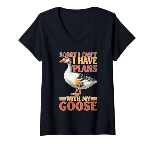 Damen Sorry I Can't I Have Plans with My Goose Farmer Farm T-Shirt mit V-Ausschnitt Damen Sorry I Can't I Have Plans with My Goose Farmer Farm T-Shirt mit V-Ausschnitt von Prioritäten Bauernhäuser