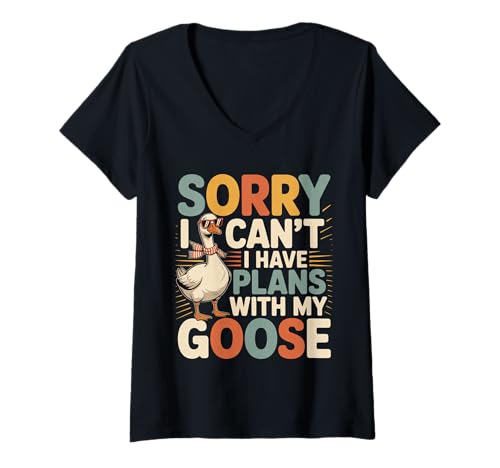 Damen Sorry I Can't I Have Plans with My Goose Farmer Farm - T-Shirt mit V-Ausschnitt Damen Sorry I Can't I Have Plans with My Goose Farmer Farm - T-Shirt mit V-Ausschnitt von Prioritäten Bauernhäuser