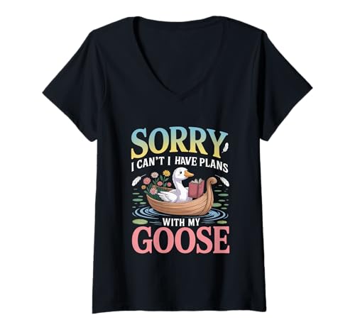 Damen Sorry I Can't I Have Plans with My Goose Farmer Farm - T-Shirt mit V-Ausschnitt Damen Sorry I Can't I Have Plans with My Goose Farmer Farm - T-Shirt mit V-Ausschnitt von Prioritäten Bauernhäuser