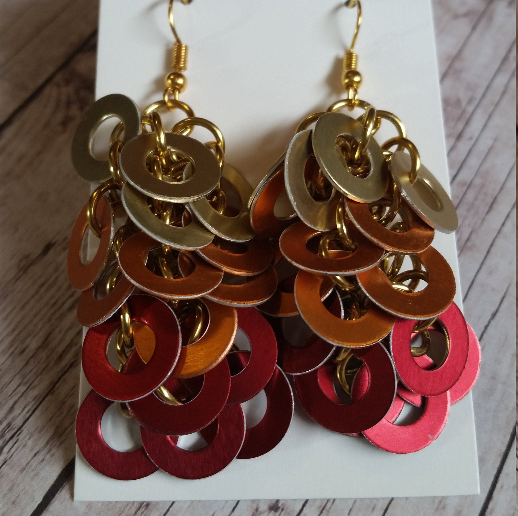 Phoenix Inspiriert Scheibe Kaskade Ohrringe von PriorityMailleBox