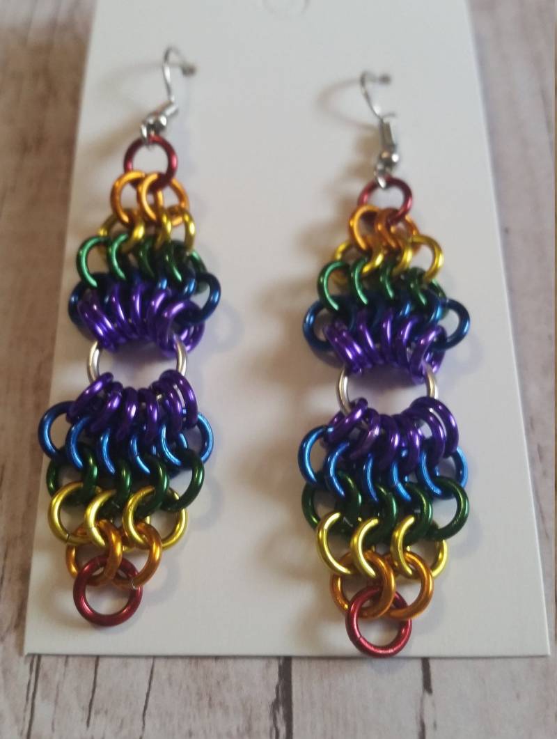 Regenbogen Chainmaille Ohrhänger Lgbt Pride von PriorityMailleBox